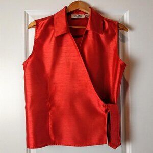 Selene Sport Burnt Orange Waist Tie Sleeveless Top